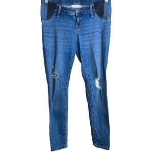 Isabel Maternity Jeans Women's Size 8 Skinny Distressed Stretch Side Panel Waist